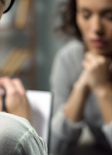 Patient listening intently to doctor